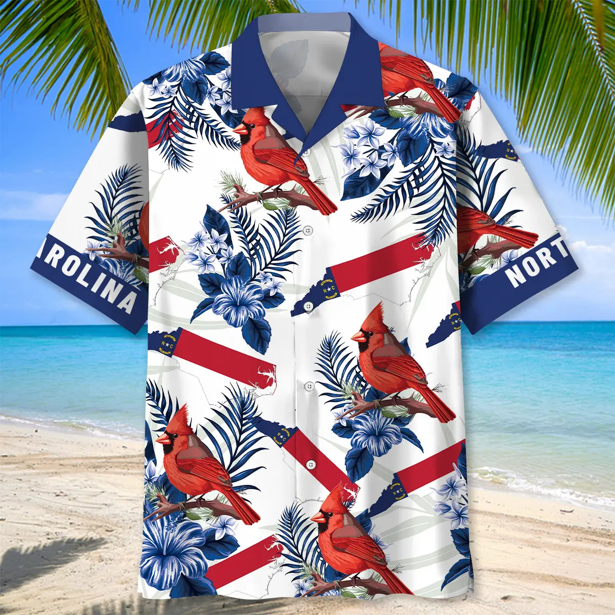 North Carolina Proud Cardinal Bird Hawaiian Shirt