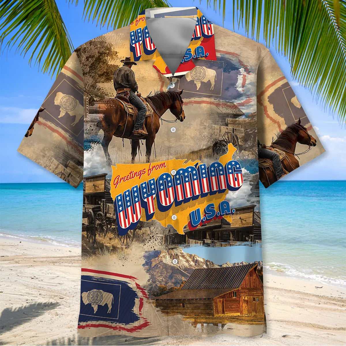 Nostalgic Wyoming State Hawaiian Shirt