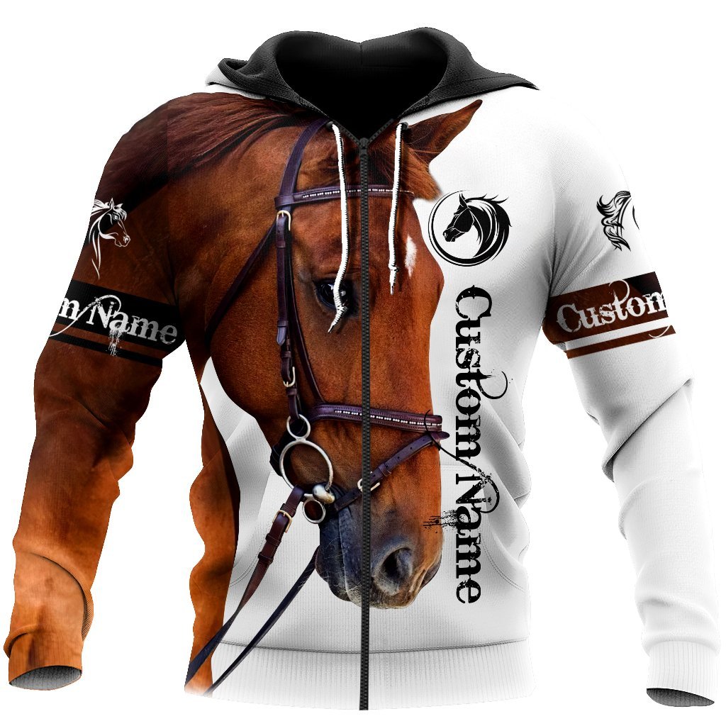 White Horse Custom Name Art – 3D Hoodie