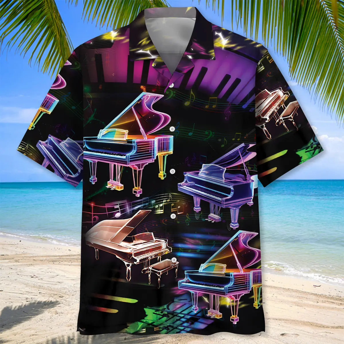 Piano Neon Style Music Lover Hawaiian Shirt