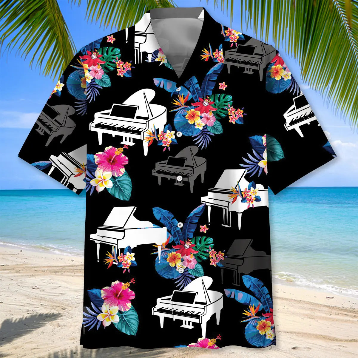 Piano Tropical Pattern Hawaiian Shirt