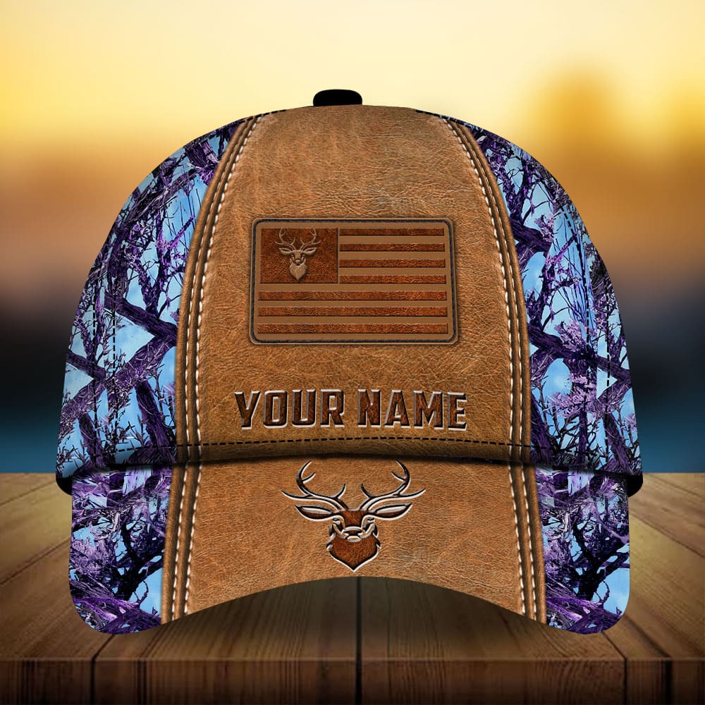 Premium Deer Hunting Leather Personalized – Classic Cap