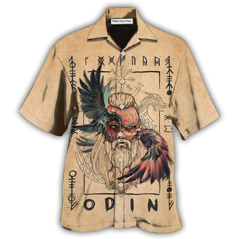 Hawaiian Shirt / Adults / S Viking Odin Sign Old Man Viking - Hawaiian Shirt - Reefox