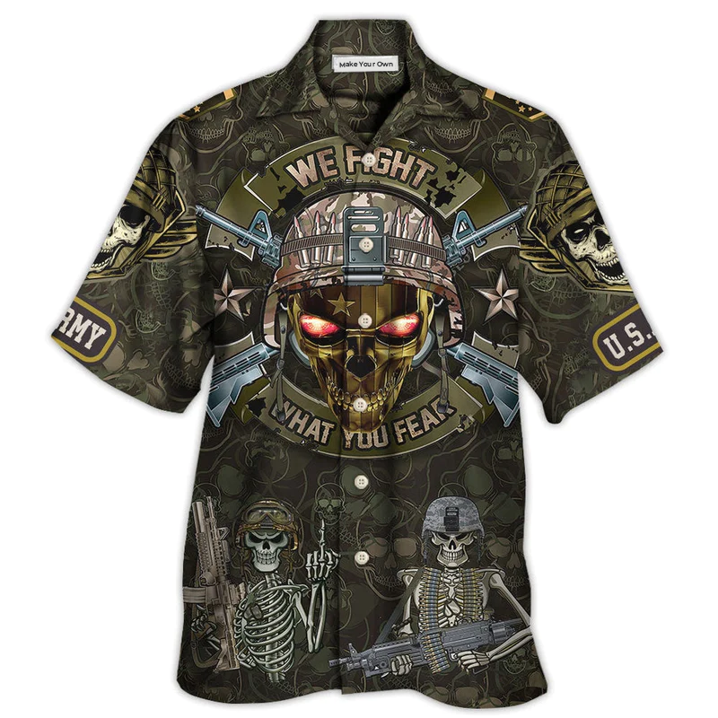Hawaiian Shirt / Adults / S Veteran We Fight What You Fear Skull - Hawaiian Shirt - Reefox