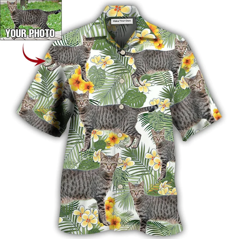 1 / Adults / S Cat Various Style Custom Photo - Hawaiian Shirt - Reefox