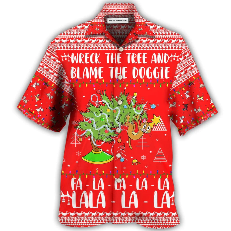 Hawaiian Shirt / Adults / S Cat Wreck The Tree Christmas Red Style - Hawaiian Shirt - Reefox