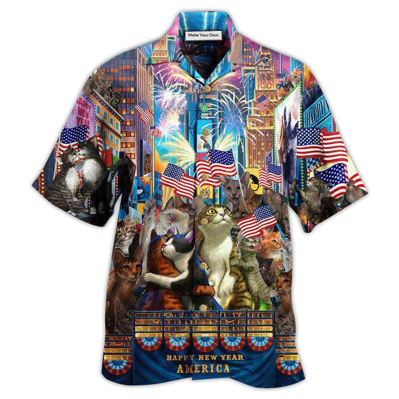 Hawaiian Shirt / Adults / S Cat With America Lets Countdown - Hawaiian Shirt - Reefox