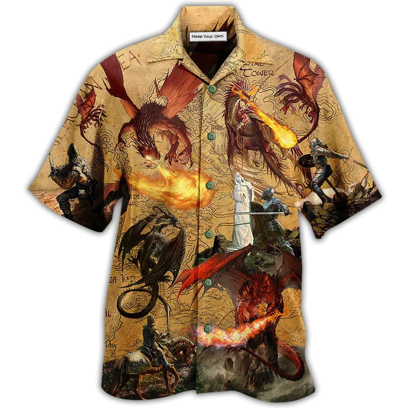 Hawaiian Shirt / Adults / S Dragon Love Life Fighting The Knights - Hawaiian Shirt - Reefox
