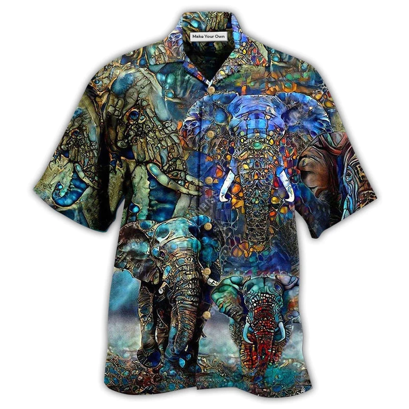 Hawaiian Shirt / Adults / S Elephant Love Forest Color - Hawaiian Shirt - Reefox