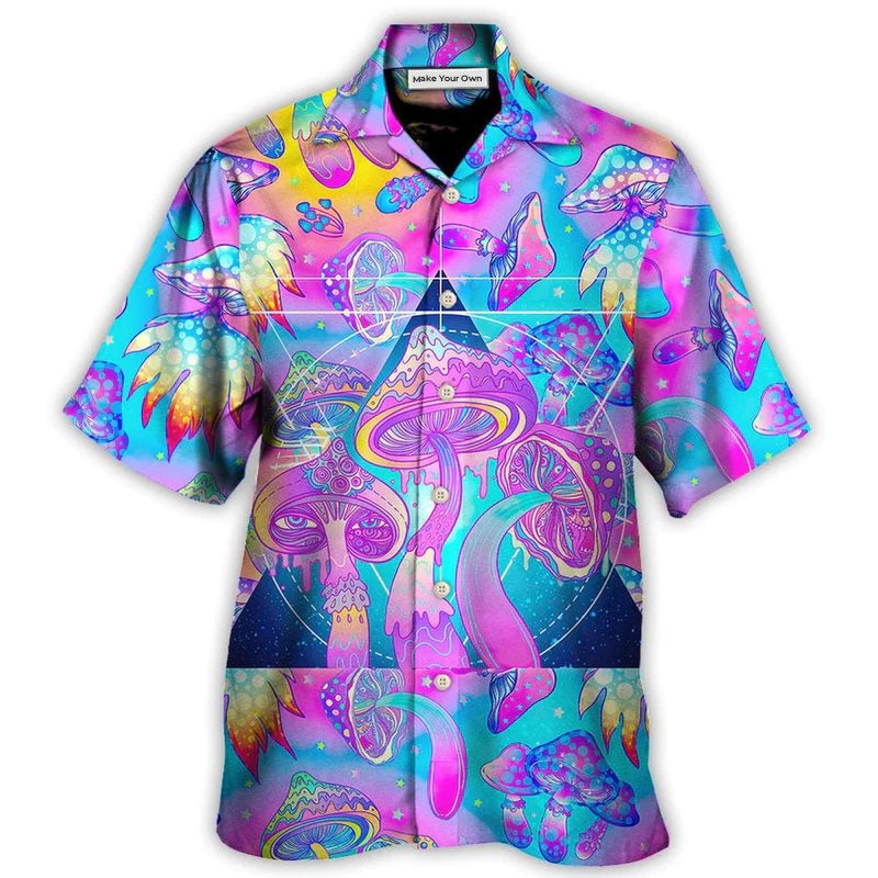 Hawaiian Shirt / Adults / S Hippie Mushroom Psychedelic Tapestry Mushroom Trippy Hippie Magical Eye - Hawaiian Shirt - Reefox