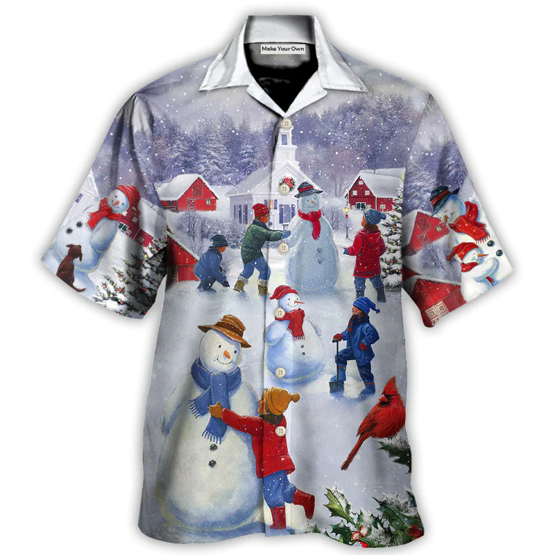 Hawaiian Shirt / Adults / S Christmas Children Love Snowman In The Christmas Town - Hawaiian Shirt - Reefox