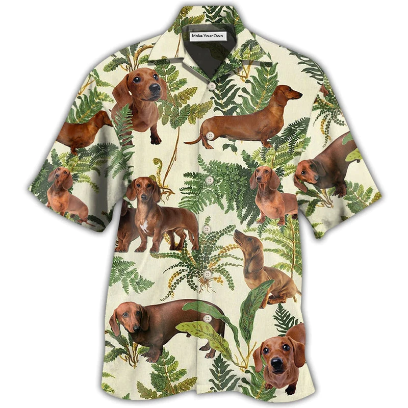 Hawaiian Shirt / Adults / S Dachshund Tropical Leaf Lovely - Hawaiian Shirt - Reefox