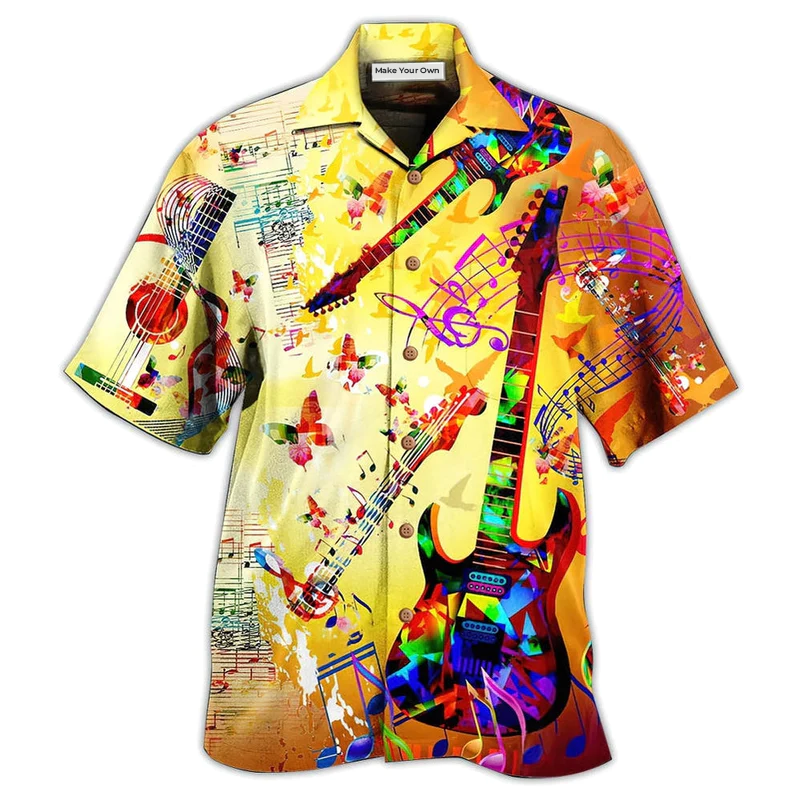 Hawaiian Shirt / Adults / S Guitar Love Butterfly - Hawaiian Shirt - Reefox