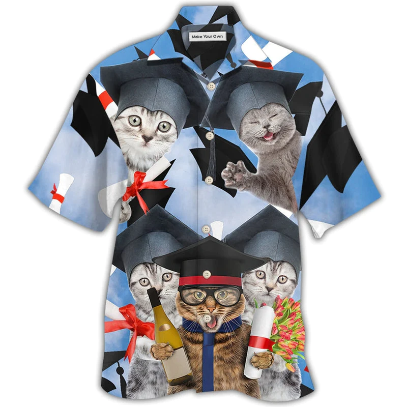 Cat Graduation Cute Cat - Hawaiian Shirt - Reefox