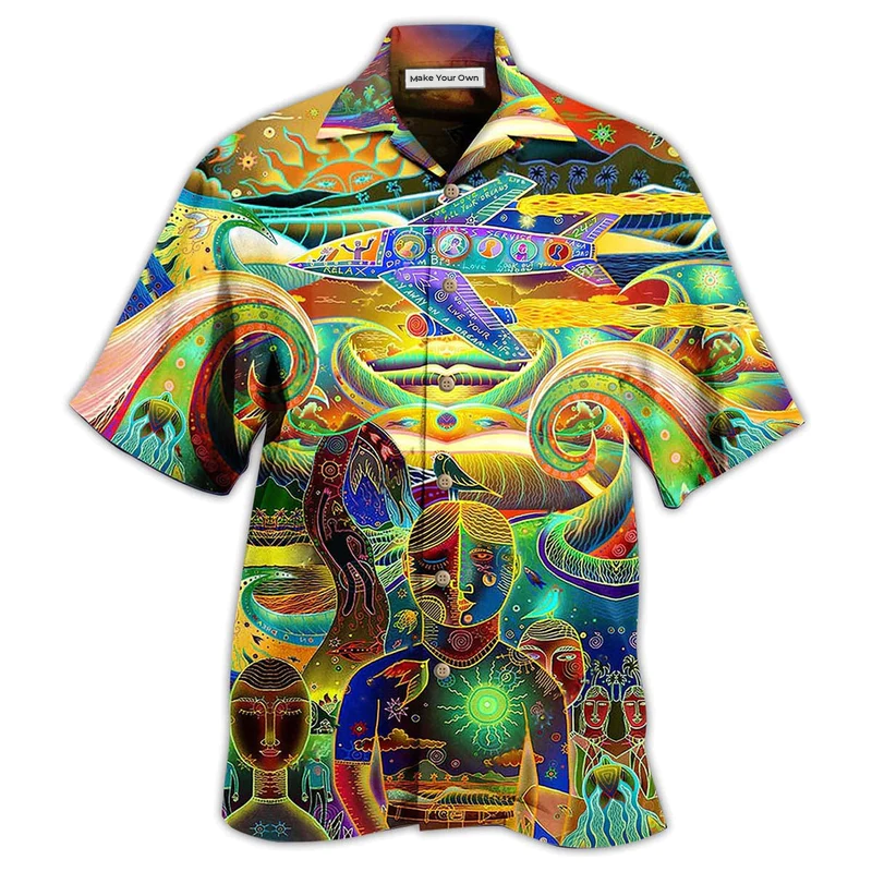 Hawaiian Shirt / Adults / S Hippie Peace Life Neon Color Amazing - Hawaiian Shirt - Reefox