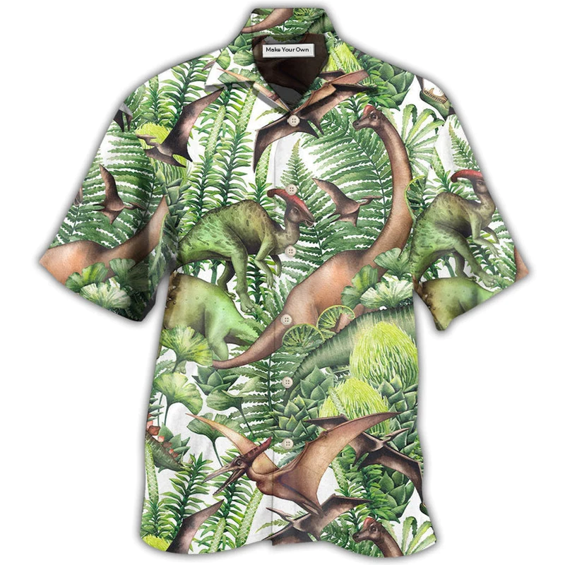 Hawaiian Shirt / Adults / S Dinosaur Jurassic Dinosaur Green Style - Hawaiian Shirt - Reefox