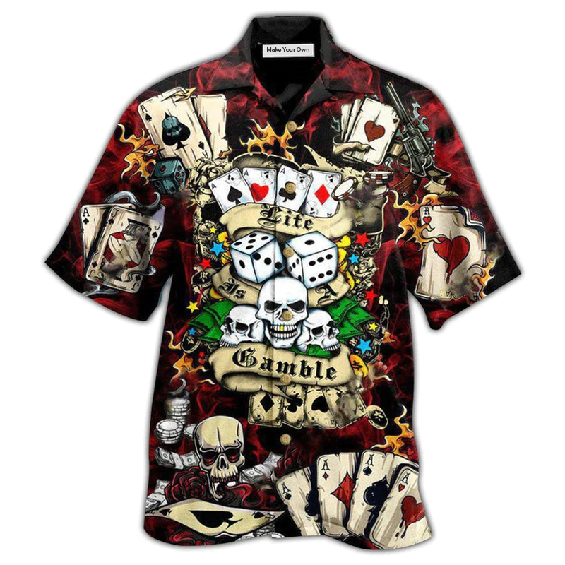 Hawaiian Shirt / Adults / S Poker Gambling Poker Take The Risk Or Lose The Chance - Hawaiian Shirt - Reefox