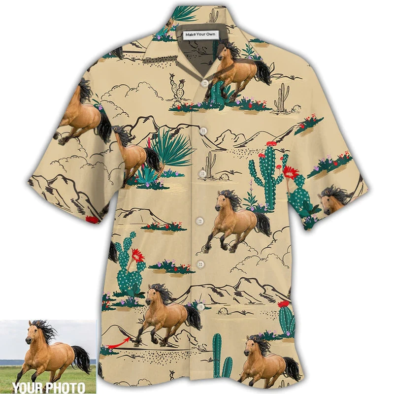 Hawaiian Shirt / Adults / S Horse Desert Custom Photo - Hawaiian shirt - Reefox