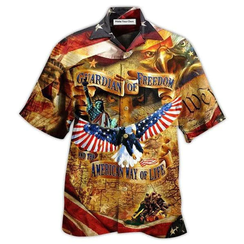 Hawaiian Shirt / Adults / S America Guardian Of Freedom And The American Way Of Life - Hawaiian Shirt - Reefox
