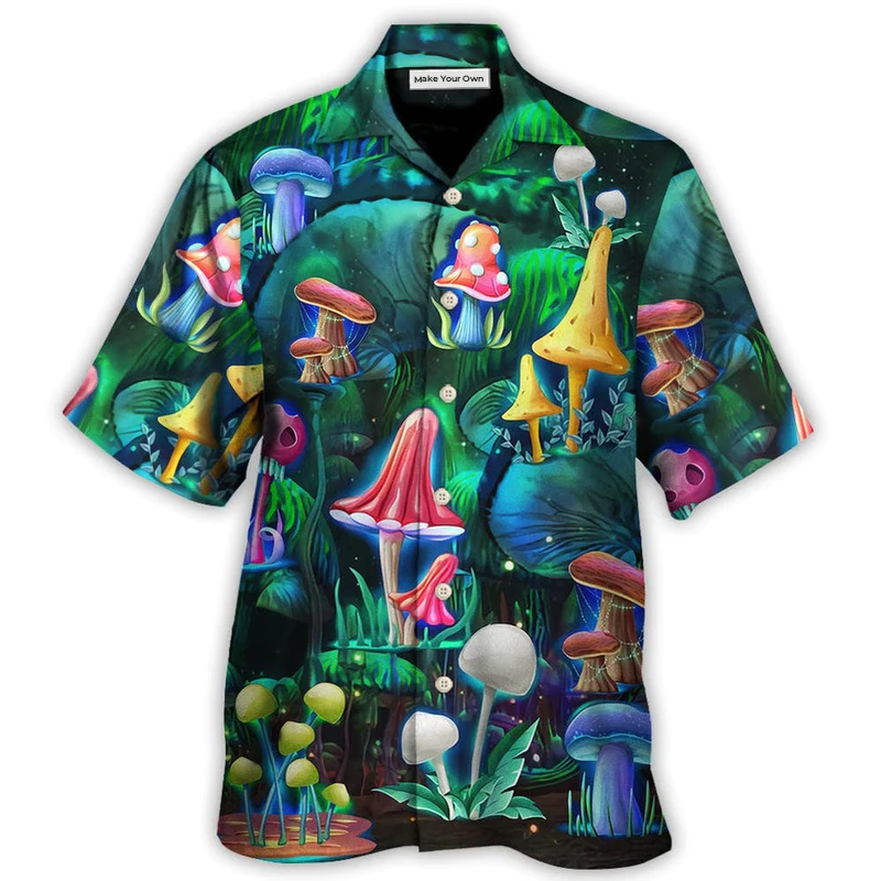 Hawaiian Shirt / Adults / S Hippie Mushroom Galaxy Neon Art - Hawaiian Shirt - Reefox