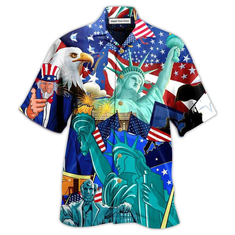 Hawaiian Shirt / Adults / S America Eagle Love You Freedom - Hawaiian Shirt - Reefox