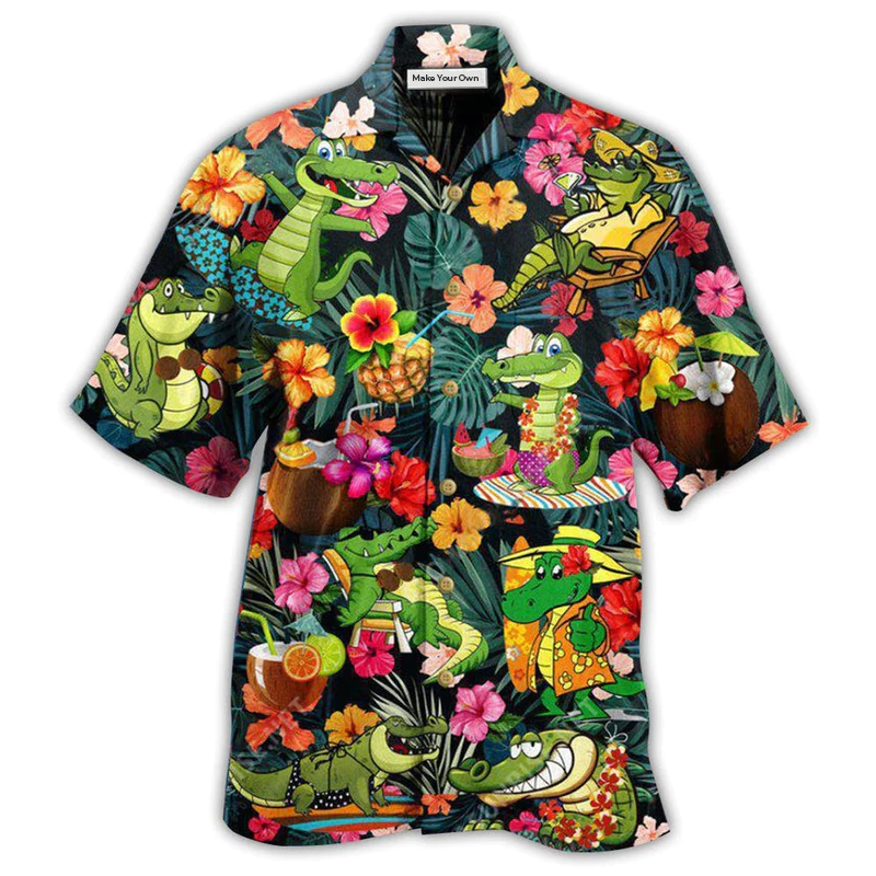 Hawaiian Shirt / Adults / S Alligator Animals Bite You Later Alligator Funny - Hawaiian Shirt - Reefox