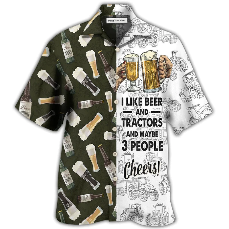 Hawaiian Shirt / Adults / S Beer I Like Beer And Trators And Maybe 3 People - Hawaiian Shirt - Reefox