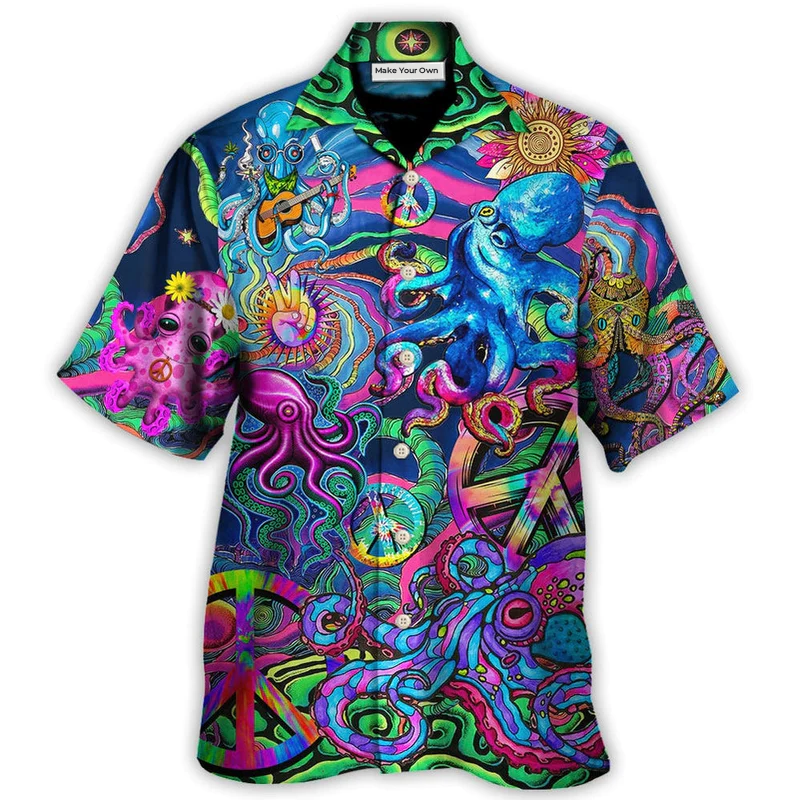 Hawaiian Shirt / Adults / S Hippie Funny Octopus Colorful Tie Dye Style - Hawaiian Shirt - Reefox