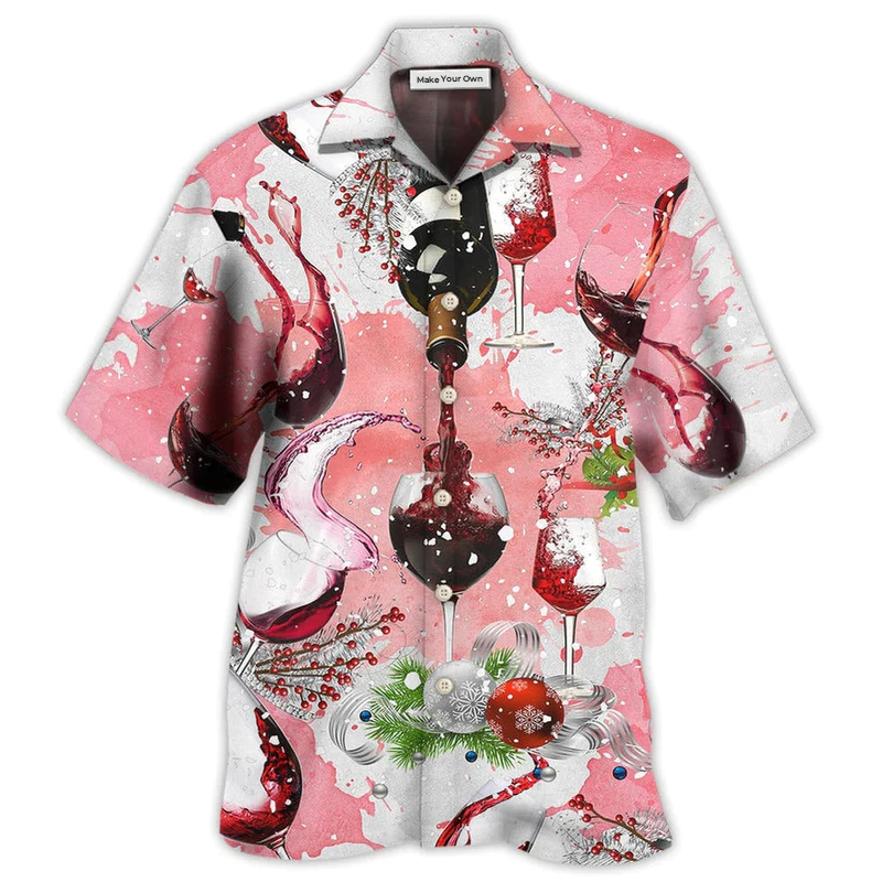 Hawaiian Shirt / Adults / S Wine Nothing Is Better Than A Glass Of Fine Wine On Christmas - Hawaiian Shirt - Reefox