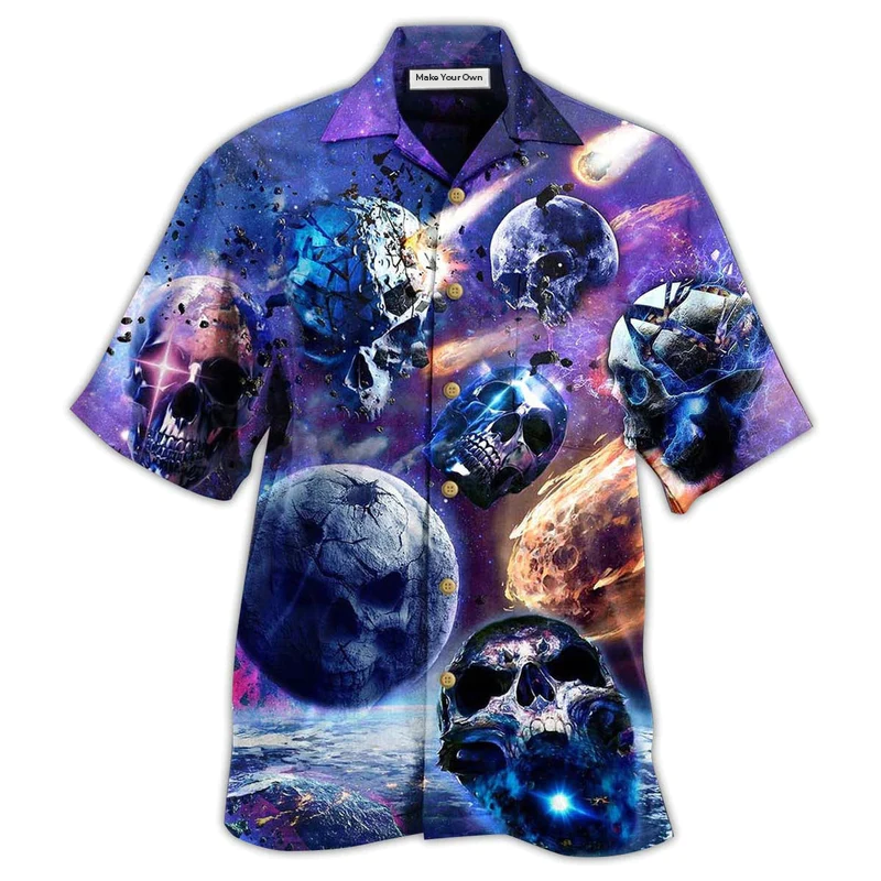 Hawaiian Shirt / Adults / S Skull Planet Galaxy - Hawaiian Shirt - Reefox