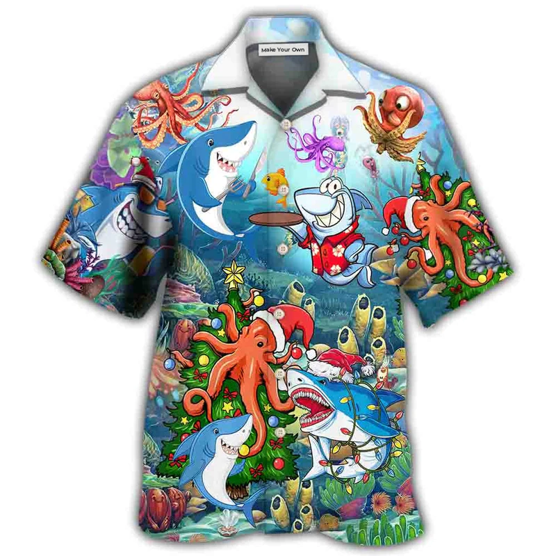 Hawaiian Shirt / Adults / S Shark Loves Beautiful Octopus - Hawaiian Shirt - Reefox