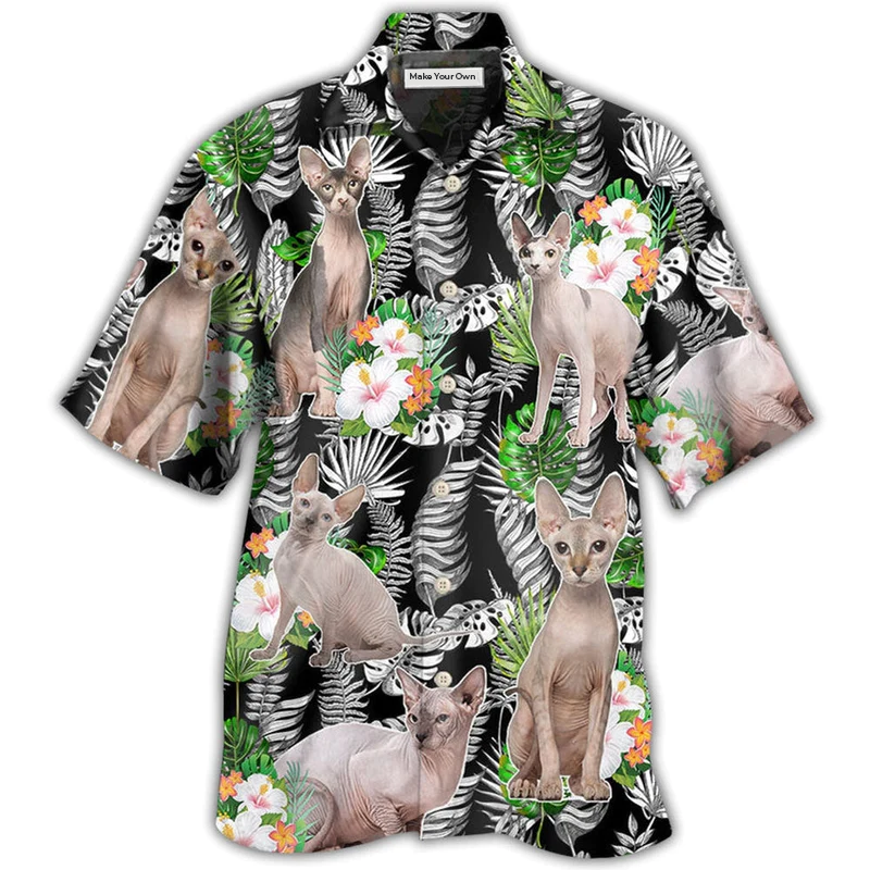 Hawaiian Shirt / Adults / S Cat Sphynx Cat Lover Tropical - Hawaiian Shirt - Reefox