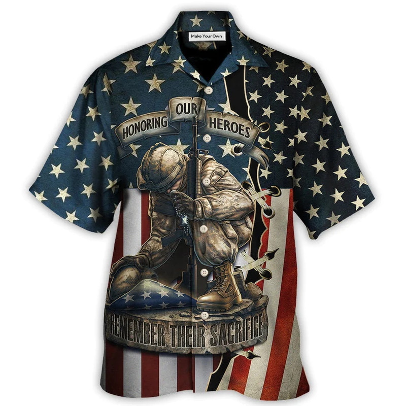 Hawaiian Shirt / Adults / S America Honoring Our Heroes Remember Their Sacrifice - Hawaiian Shirt - Reefox
