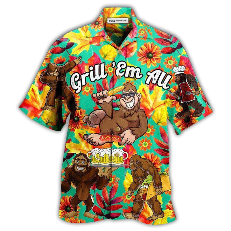 Hawaiian Shirt / Adults / S Food Grill Em All Funny Barbecue Cool - Hawaiian Shirt - Reefox