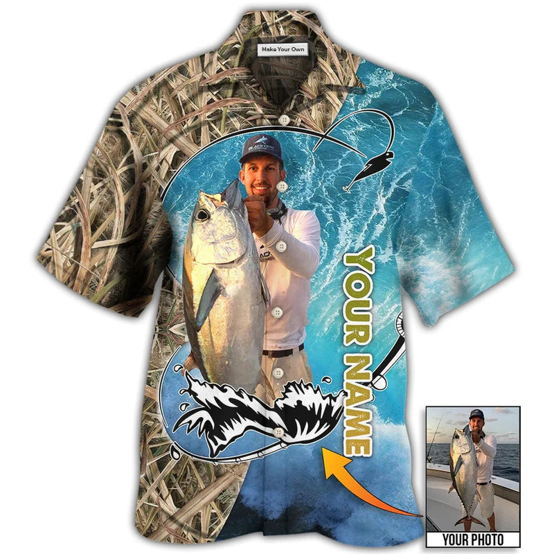Hawaiian Shirt / Adults / S Fishing Blue Water Cool Custom Photo Personalized - Hawaiian Shirt - Reefox