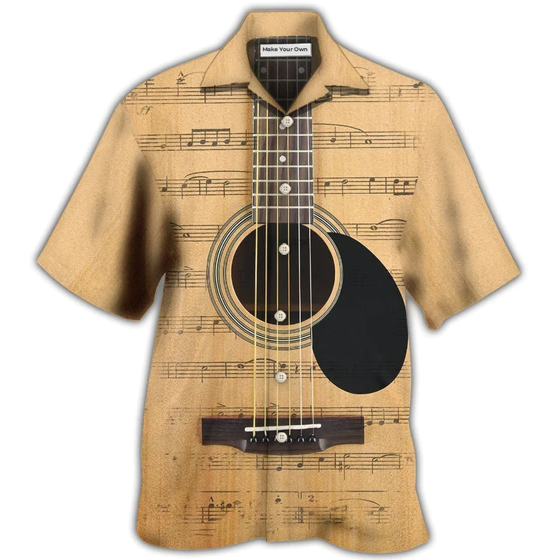 Hawaiian Shirt / Adults / S Guitar Retro Music Note - Hawaiian Shirt - Reefox