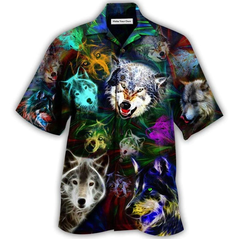 Hawaiian Shirt / Adults / S Wolf Brave Wolves - Hawaiian Shirt - Reefox