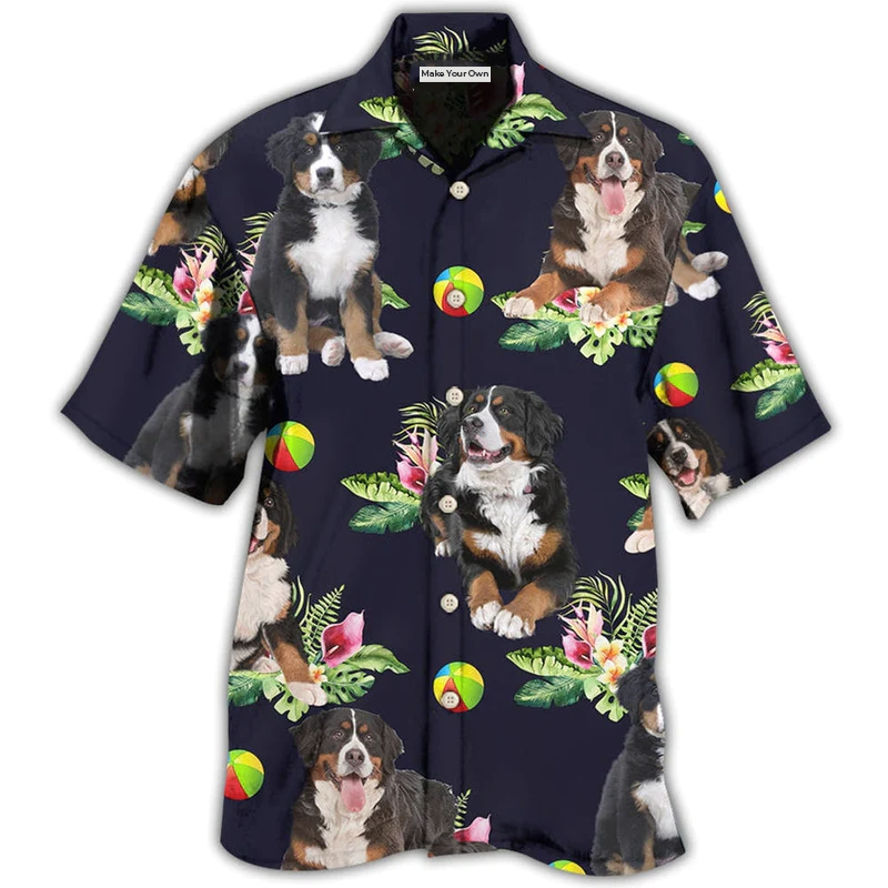 Hawaiian Shirt / Adults / S Bernese Mountain Dog Ball Tropical Floral - Hawaiian Shirt - Reefox