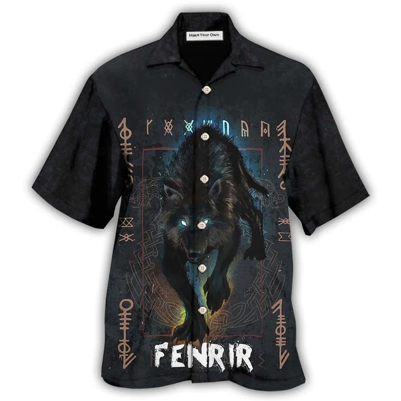 Hawaiian Shirt / Adults / S Viking Wolf Fenrir - Hawaiian Shirt - Reefox