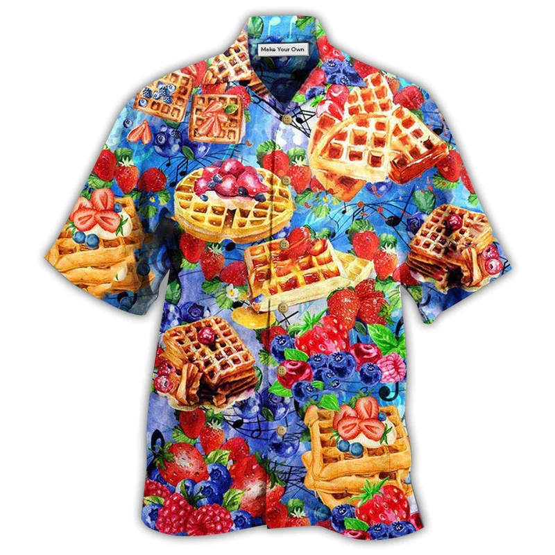 Hawaiian Shirt / Adults / S Food Pancake With Strawbery And BlueBery Delicious - Hawaiian Shirt - Reefox