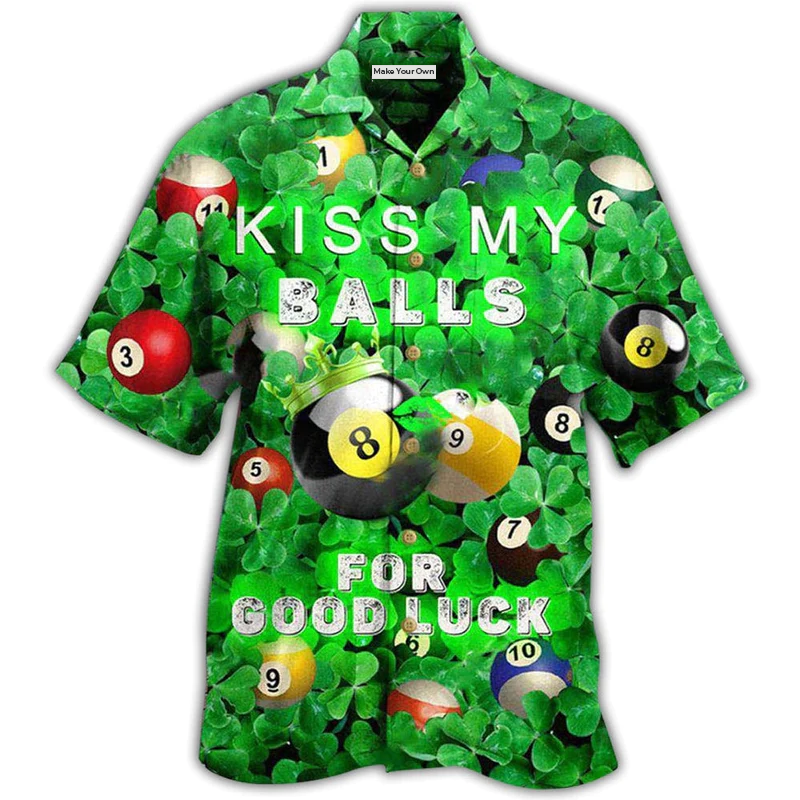 Billiard Kiss My Balls Saint Patricks Day - Hawaiian Shirt - Reefox