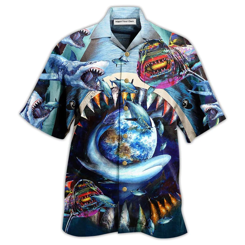 Hawaiian Shirt / Adults / S Shark Love Earth - Hawaiian Shirt - Reefox