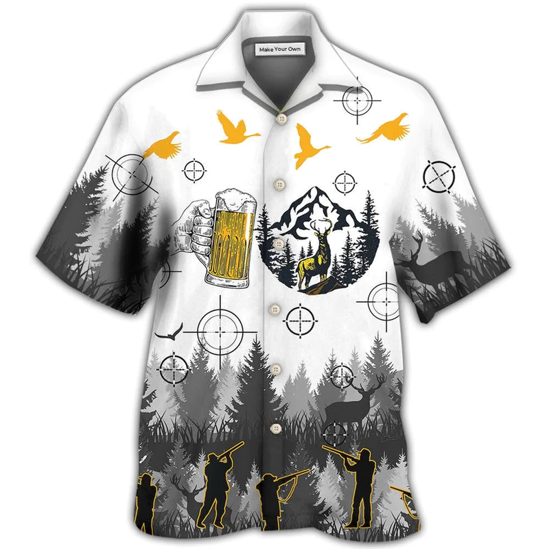 Hawaiian Shirt / Adults / S Beer I Like Beer And Hunting And Maybe 3 People - Hawaiian Shirt - Reefox