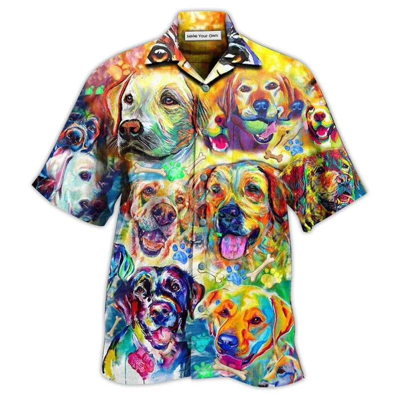 Hawaiian Shirt / Adults / S Labrador Retriever Love Is Wet Noses Slobbery Kisses Wagging Tails Colorful - Hawaiian Shirt - Reefox