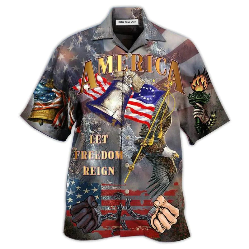 Hawaiian Shirt / Adults / S America Let Freedom Reign - Hawaiian Shirt - Reefox