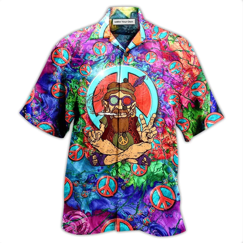 Hawaiian Shirt / Adults / S Hippie Peace Life Funny - Hawaiian Shirt - Reefox