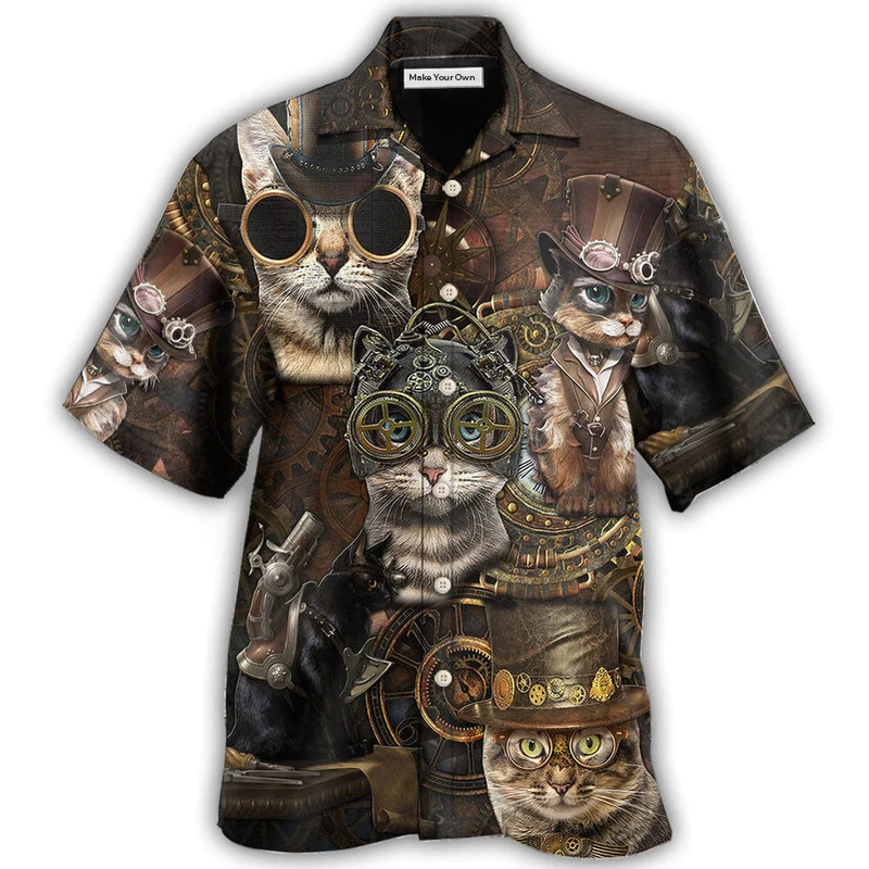 Hawaiian Shirt / Adults / S Cat Streampunk - Hawaiian Shirt - Reefox