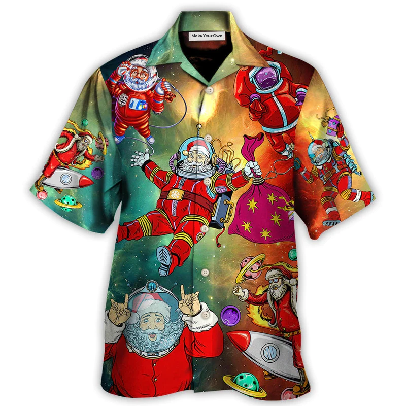 Hawaiian Shirt / Adults / S Christmas Santa Claus Astronaut Story In The Galaxy - Hawaiian Shirt - Reefox