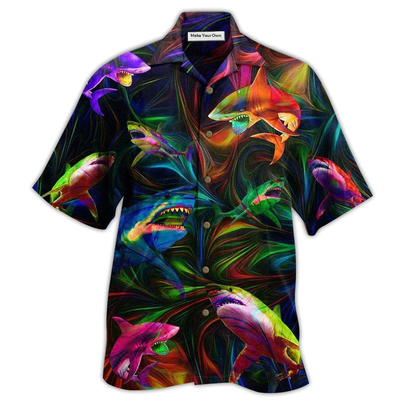 Hawaiian Shirt / Adults / S Shark Neon Style Lover - Hawaiian Shirt - Reefox