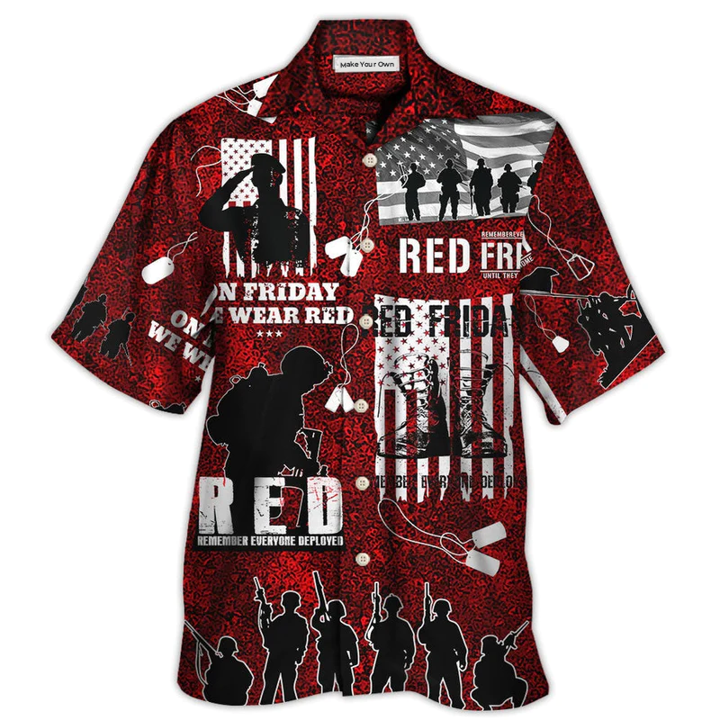 Hawaiian Shirt / Adults / S Veteran Red Friday With Boots - Hawaiian Shirt - Reefox
